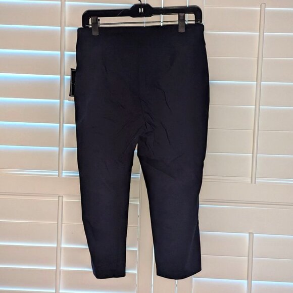 NEW Counterparts Navy Pull On Elastic Waist Cropped Capri Button Accent Pants 6P - Picture 2 of 3